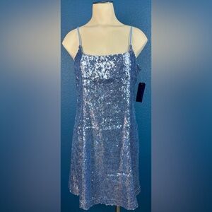 Melrose and Market Blue Sequins Tank Dress Mini Shimmer Party NWT